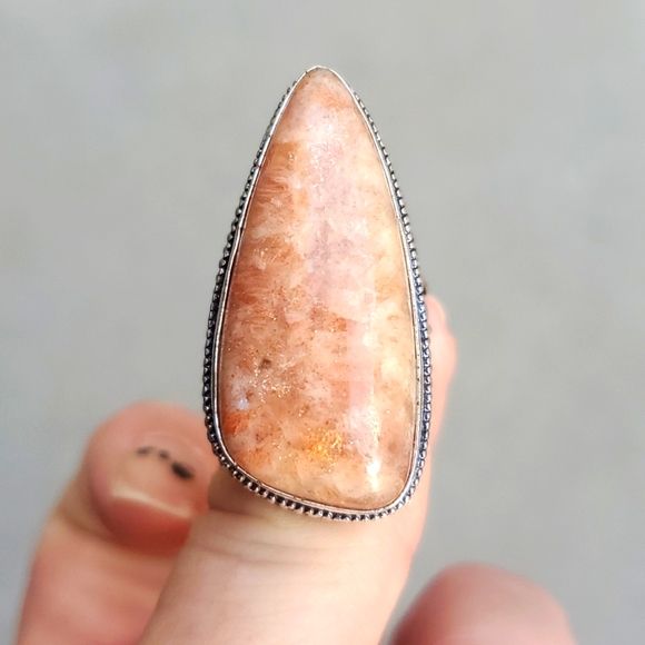 New Oversized Sunstone 925 Silver Statement Ring. - Picture 14 of 15